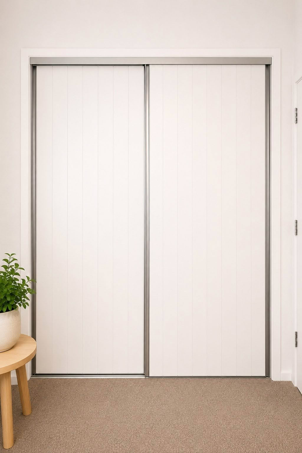 Ascot White Grooved with Silver Handles 800x1200